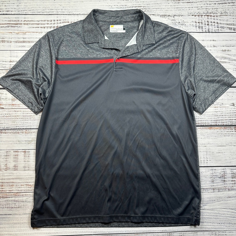 Jack Nicklaus StayDri Polo Shirt Ombre Performance Polyester Grey Size XL